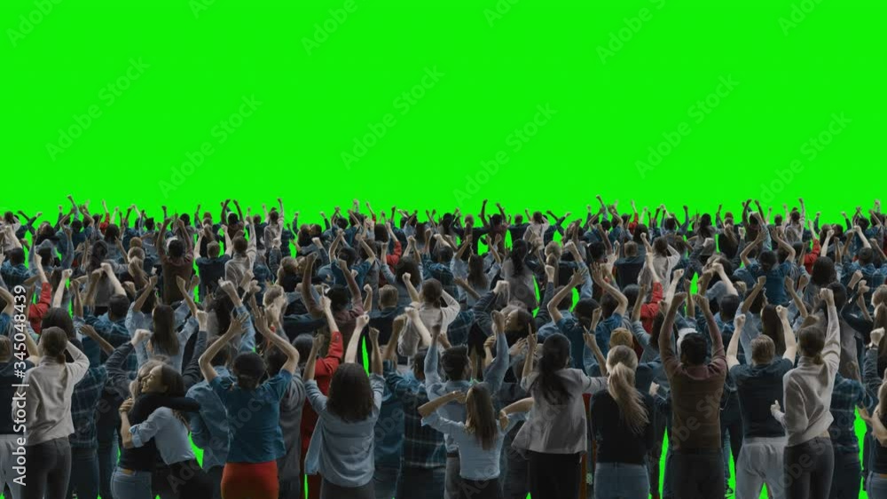 Video Stock Green Screen Crowd of People Having Fun, Cheering