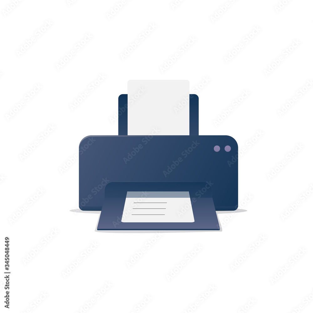 printer device. vector flat illustration. isolated on white background printer device. vector flat illustration. isolated on white background