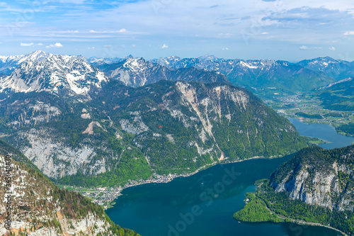 View of the Alps and Hallstatter Lake from the top of Krippenstein, Dachstein, Austria. © Photoillustrator