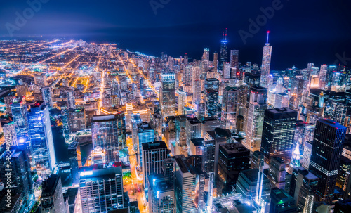  beautiful downtown Chicago skyline at night