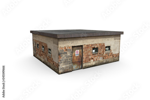 Old booth 3D rendering on a white background. Isolate with 3D models