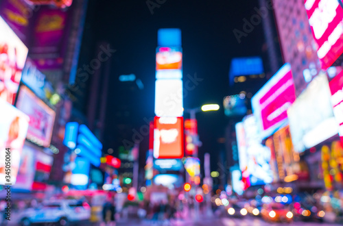  time square at nigh with colorful lighting, -blurred for background.