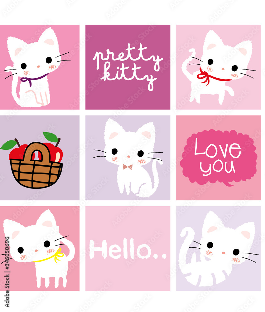 Obraz premium cute kitty cartoon doodle vector