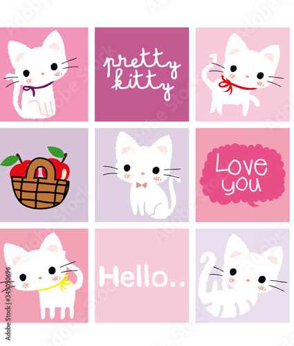 cute kitty cartoon doodle vector