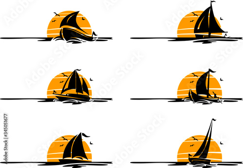 BOAT SHIP SAILING Wave Icon Vector 