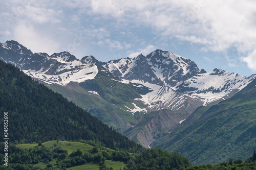 Caucasus mountains around Mestia town in Svaneti region in summer season, Georgia