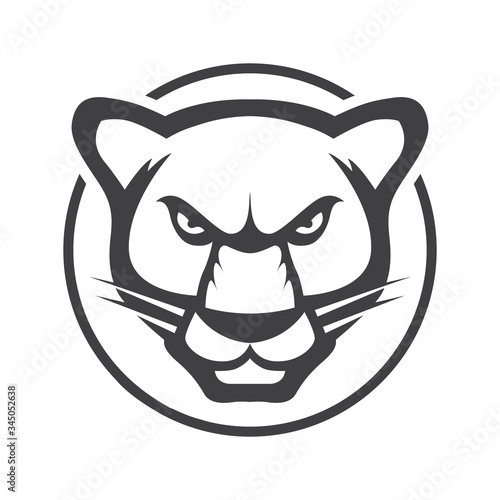 Leopard head. Jaguar vector logo or icon illustration mascot. Tiger wild cat minimalistic flat line outline stroke pictogram symbol emblem.