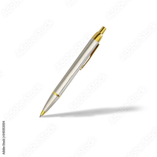 Silver and golden color pen isolated on white background with clipping paths.