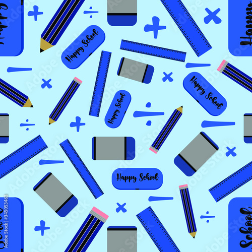 The graphic design patterns of school-themed equipment such as pencils etc