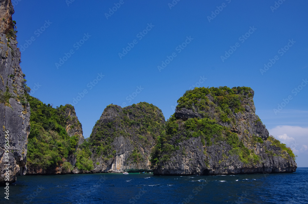 Beautiful limestone and the clear sea Phi Phi Leh south of Thailand, Krabi Province, Thailand, Asia Beautiful limestone and the clear sea Phi Phi Leh south of Thailand, Krabi Province, Thailand, Asia