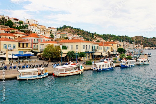 The town of Poros, Poros island, Saronic Gulf, Greece.