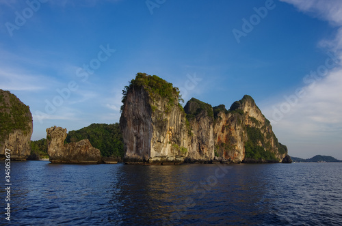 Limestone cliffs of Phi Phi Don Island, Krabi Province, Thailand. It is part of Mu Ko Phi Phi National Marine Park.