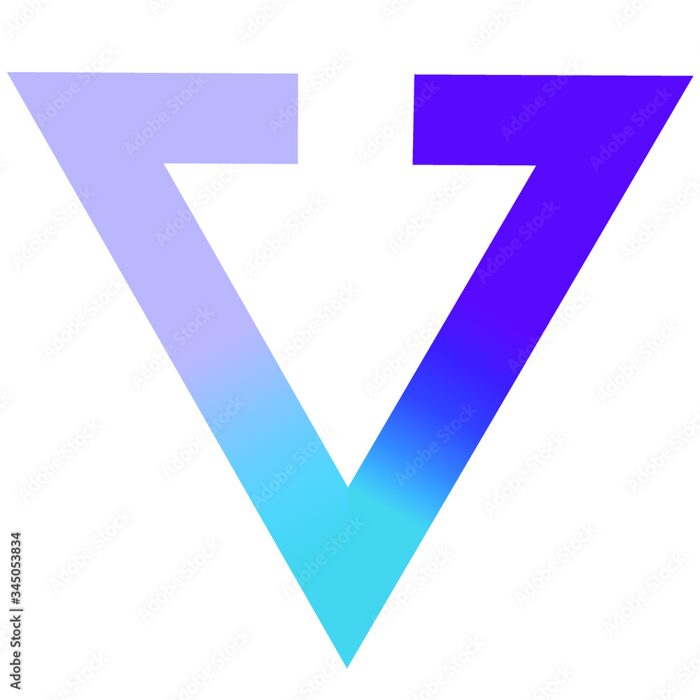 Obraz premium Letter V with color transitions, gradient