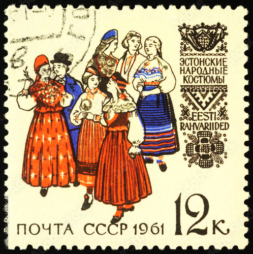 People in Estonian folk costumes