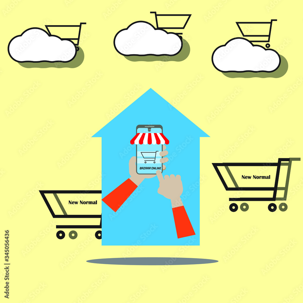 Naklejka premium online shopping vector illustration on mobile application 