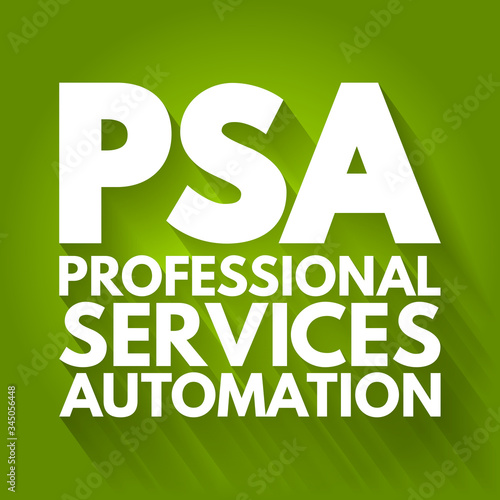 PSA - Professional Services Automation acronym, technology concept background
