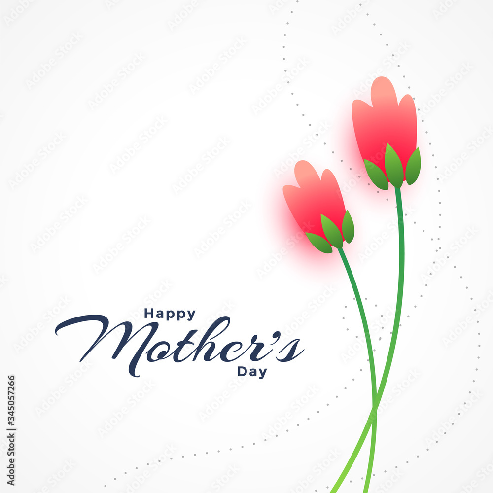 happy mothers day wishes card with two flowers