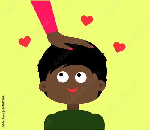 Mom pats her baby on the head. Cartoon. Vector illustration.