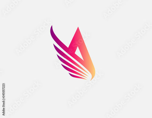 Free Download Creative bright gradient logo icon letter A and bird wing for your company. - GFXLoad
