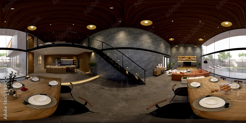 3d illustration spherical 360 vr degrees, a seamless panorama of the ...