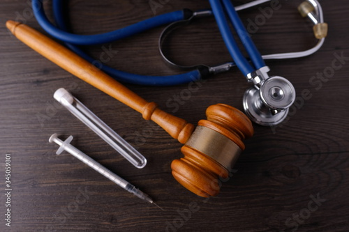 Gavel of justice. Medical Judgement conceptual