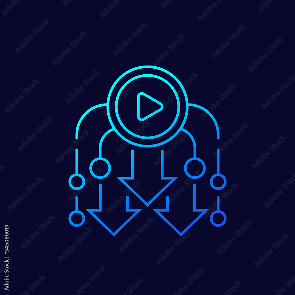 viral video line icon, digital marketing concept viral video line icon, digital marketing concept