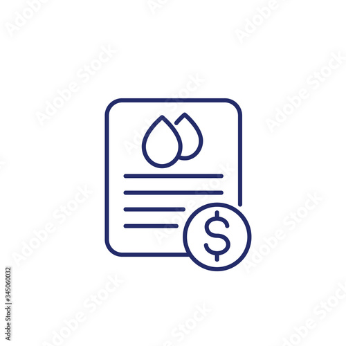 water utility bill icon, line vector