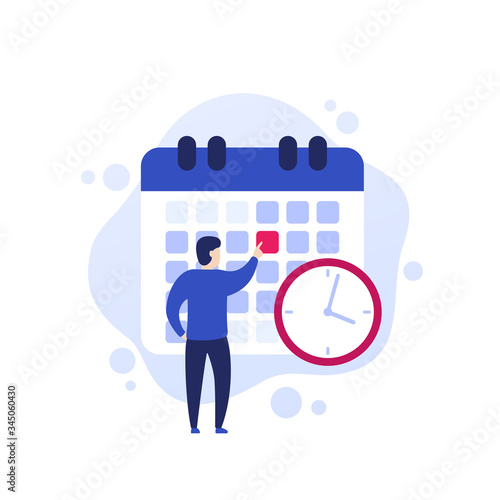 set a deadline, time management vector concept