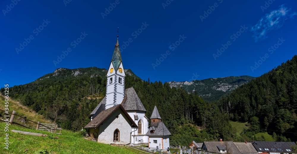 Church in an alpine village Solcava