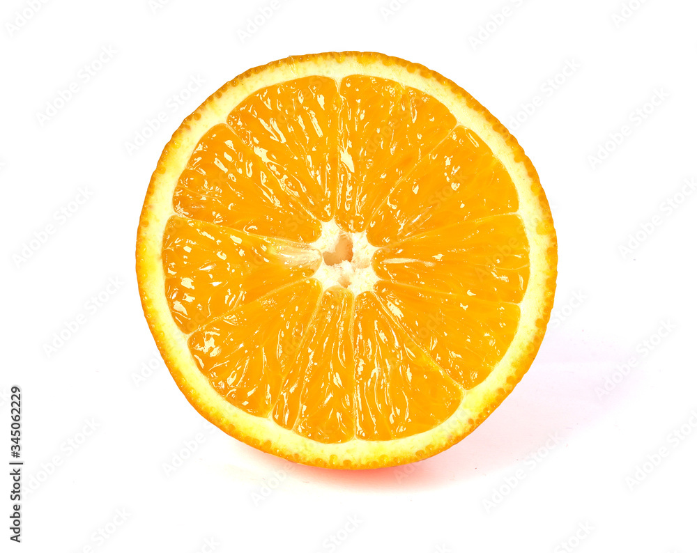 Orange fruit healthy food, orange sliced isolate on white,The shell is yellow-orange,The peel is yellow-orange, sweet and sour fruit. Orange fruit healthy food, orange sliced isolate on white,The shell is yellow-orange,The peel is yellow-orange, sweet and sour fruit.