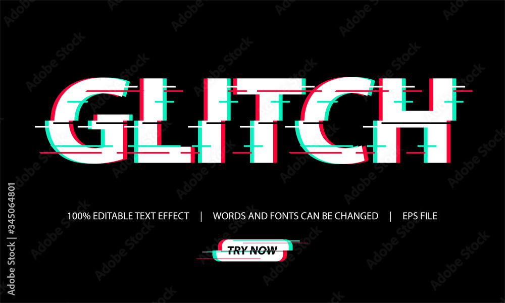 Glitch Text Effect with editable font Stock Vector | Adobe Stock