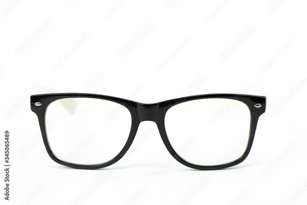 Fototapeta premium Black vintage glasses isolated on white background. concept of hipster, holiday, dreamer, vacation, youth, style