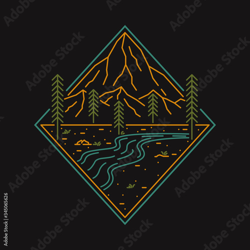 Camping nature wild badge patch pin graphic illustration vector art t-shirt design