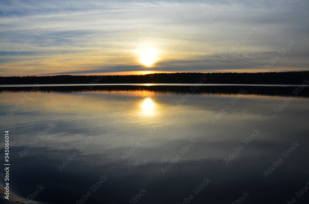 żaglówka jesień jezioro zachód słońca