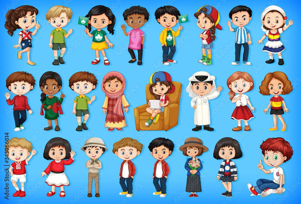 Large set of children doing different activities Large set of children doing different activities