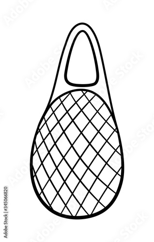 Outline style textile mesh ecobag isolated illustration on white background