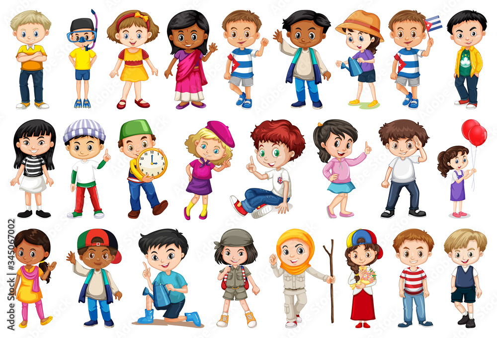 Large set of children doing different activities Large set of children doing different activities