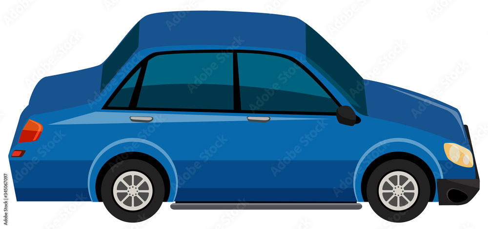Fototapeta premium One blue car on white background