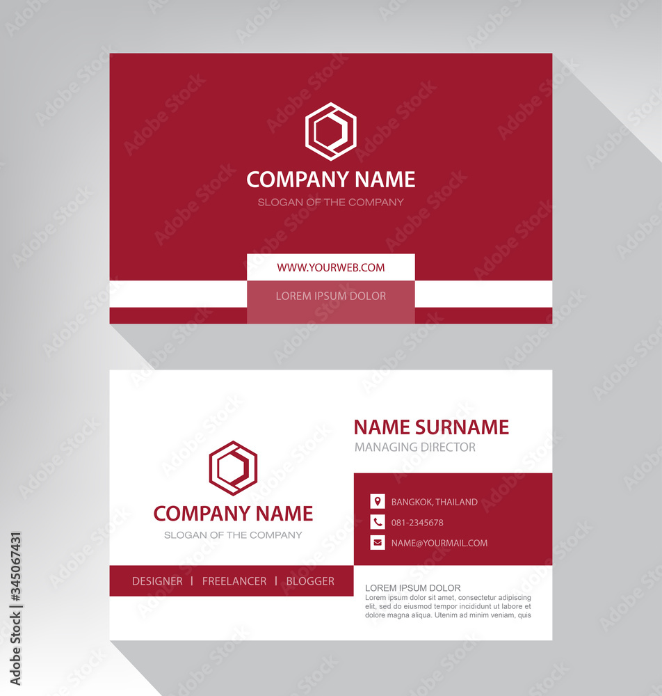 Modern. vector business card template. design red and white color