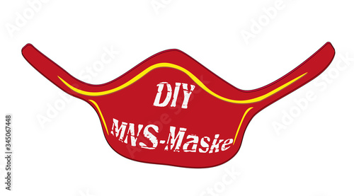 Rote selbstgemachte Mask mit Text DIY, MNS-Maske. photo