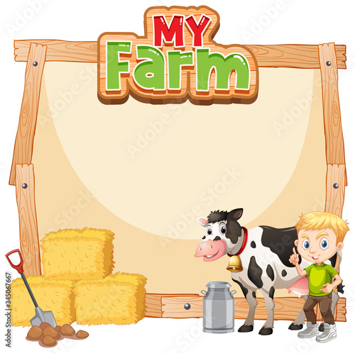 Border template design with farmboy and cow
