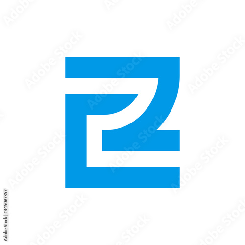 Initial letter CZ or ZC logo design template elements, blue rectangle shape symbol, monogram logo