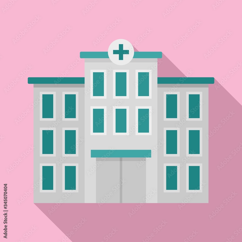 Hospital building icon. Flat illustration of hospital building vector icon for web design