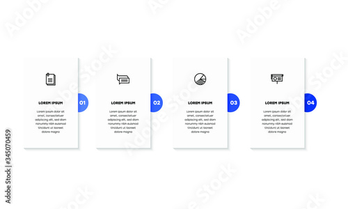 Infographic. Vector Infographic design template with icons and 4 numbers options or steps. Can be used for process diagram, presentations, workflow layout, banner, flow chart, info graph.