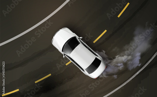 Drifting Car Realistic Composition