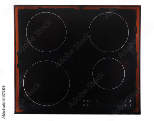 Black induction hob on a white background 