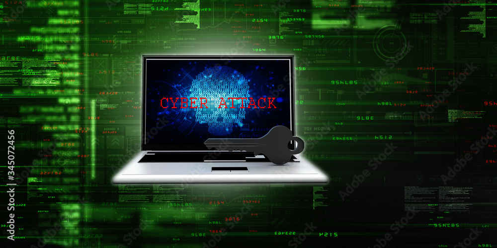 laptop key security concept. 3D illustration laptop key security concept. 3D illustration