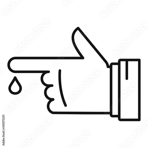 Blood finger hand icon. Outline blood finger hand vector icon for web design isolated on white background