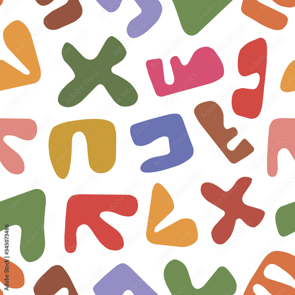 Vector seamless pattern of abstract geometric shapes. Drawn by hands in style of doodling. Performed in new trendy style of Scandinavian minimalism. Print for fabric, printing, stationery Vector seamless pattern of abstract geometric shapes. Drawn by hands in style of doodling. Performed in new trendy style of Scandinavian minimalism. Print for fabric, printing, stationery