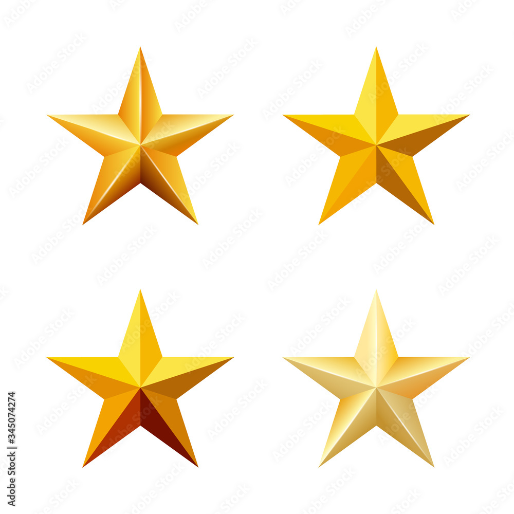Set of gold stars made in different styles and colors. Set of gold stars made in different styles and colors.